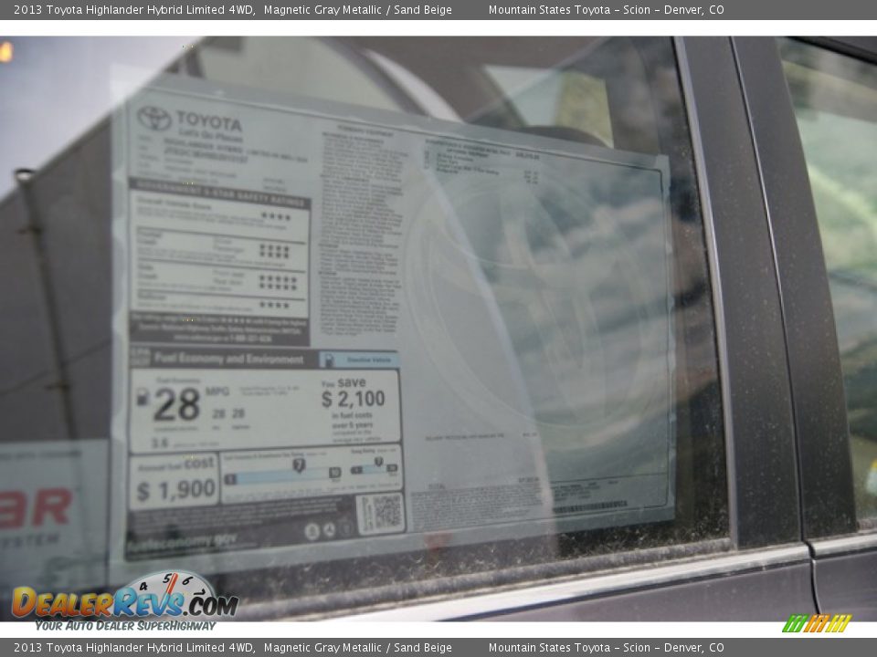 2013 Toyota Highlander Hybrid Limited 4WD Magnetic Gray Metallic / Sand Beige Photo #10