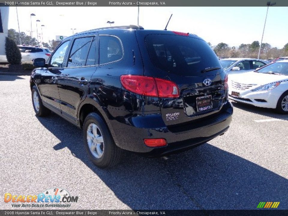 2008 Hyundai Santa Fe GLS Deepwater Blue / Beige Photo #4