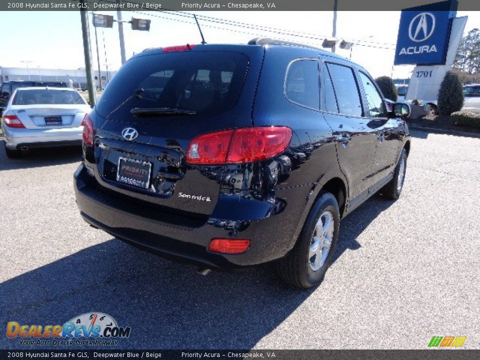 2008 Hyundai Santa Fe GLS Deepwater Blue / Beige Photo #6