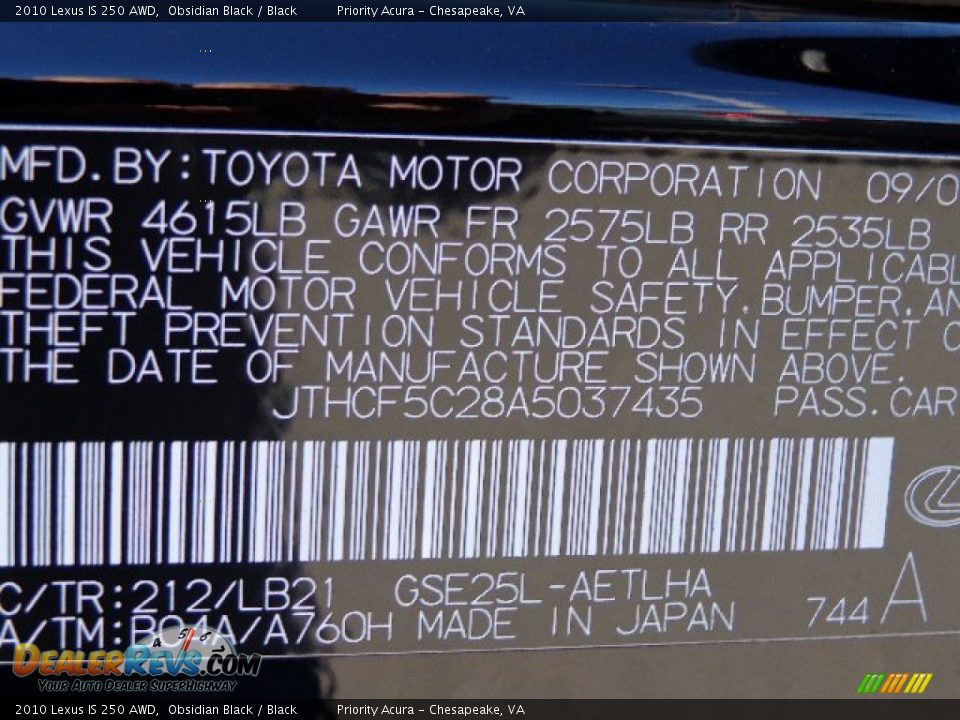 2010 Lexus IS 250 AWD Obsidian Black / Black Photo #27