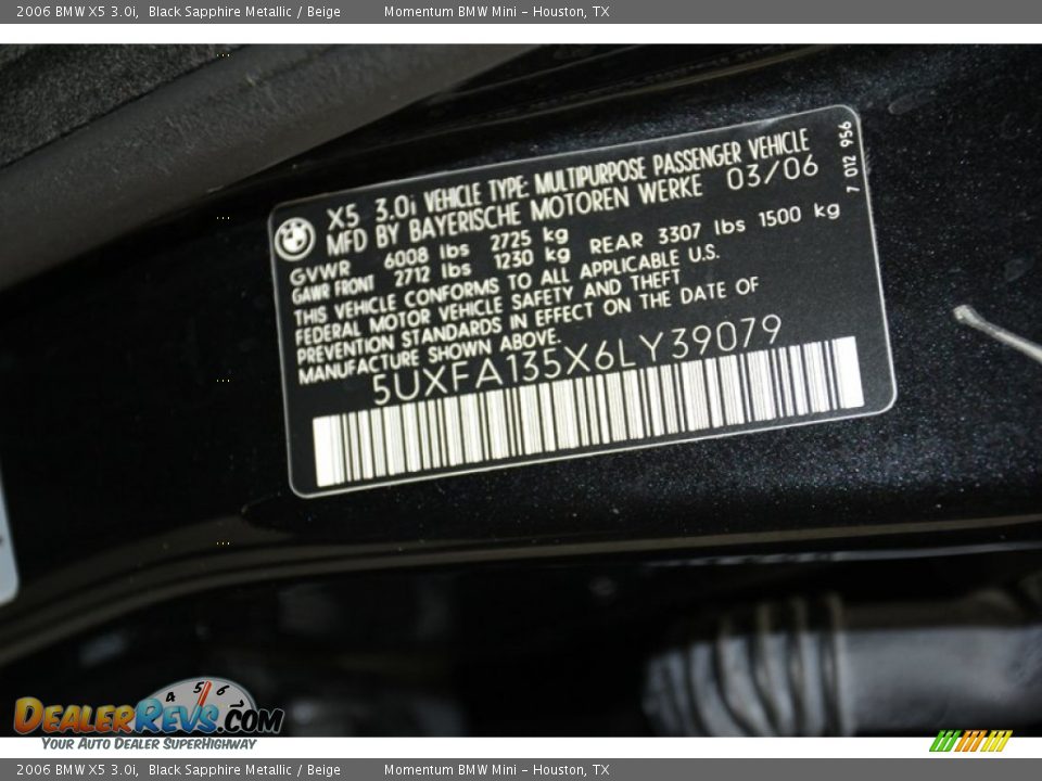 2006 BMW X5 3.0i Black Sapphire Metallic / Beige Photo #10