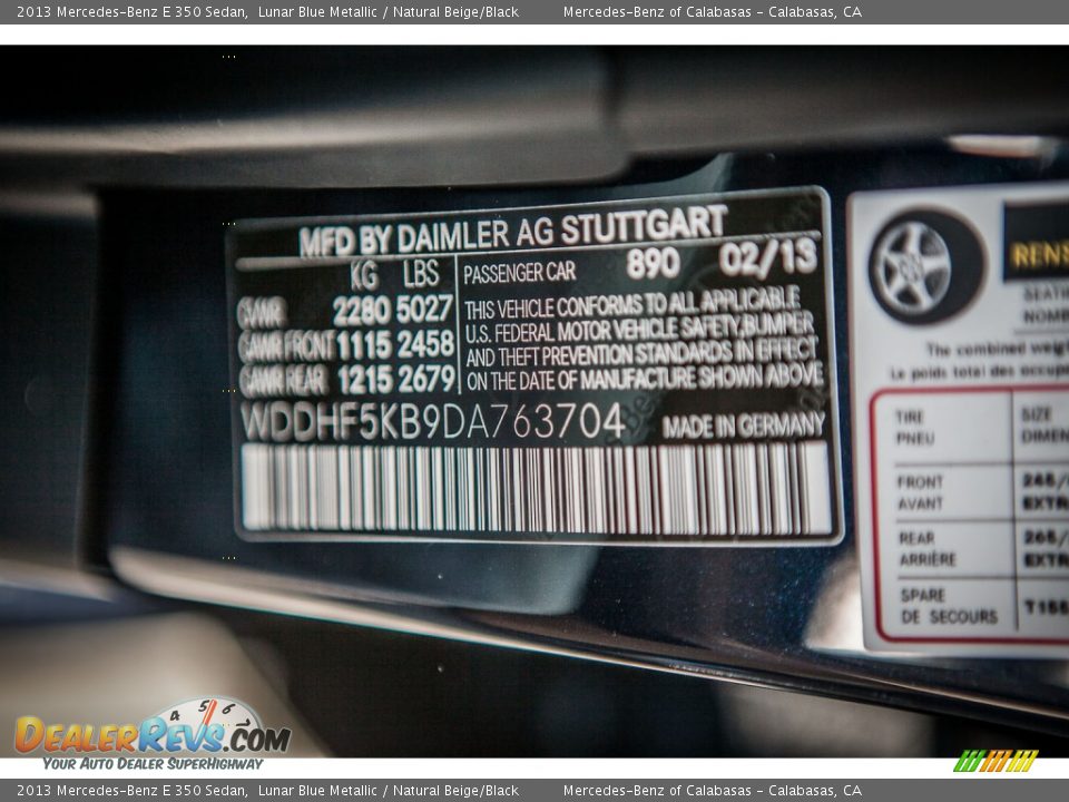 2013 Mercedes-Benz E 350 Sedan Lunar Blue Metallic / Natural Beige/Black Photo #6