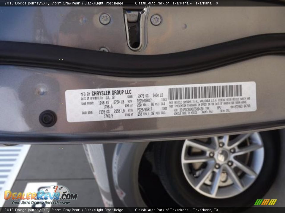 2013 Dodge Journey SXT Storm Gray Pearl / Black/Light Frost Beige Photo #32