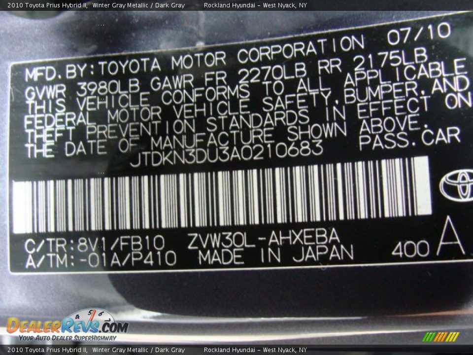 2010 Toyota Prius Hybrid II Winter Gray Metallic / Dark Gray Photo #26