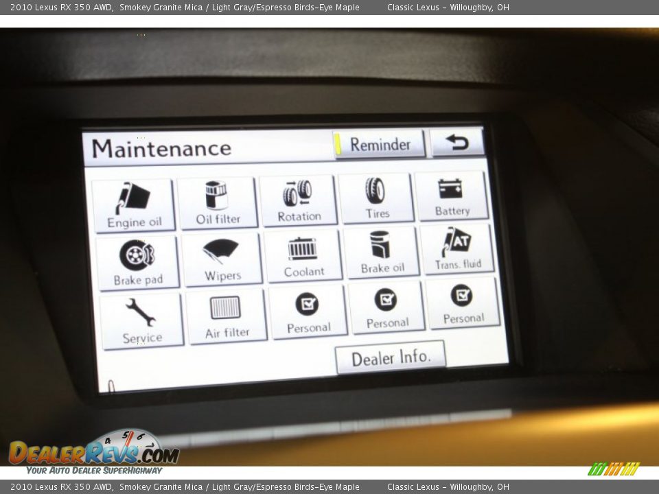 2010 Lexus RX 350 AWD Smokey Granite Mica / Light Gray/Espresso Birds-Eye Maple Photo #32