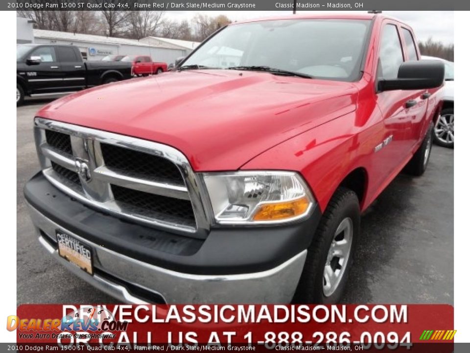 2010 Dodge Ram 1500 ST Quad Cab 4x4 Flame Red / Dark Slate/Medium Graystone Photo #1