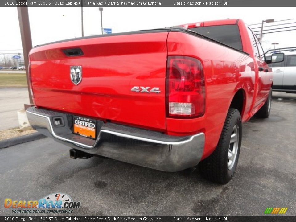 2010 Dodge Ram 1500 ST Quad Cab 4x4 Flame Red / Dark Slate/Medium Graystone Photo #2