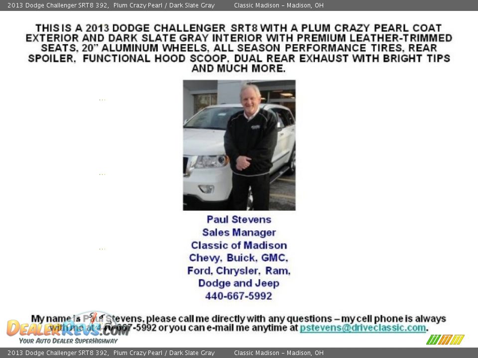 Dealer Info of 2013 Dodge Challenger SRT8 392 Photo #27