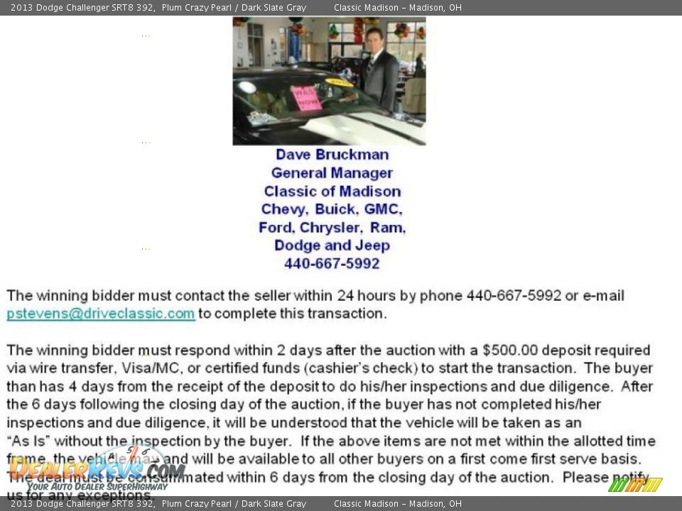 Dealer Info of 2013 Dodge Challenger SRT8 392 Photo #29