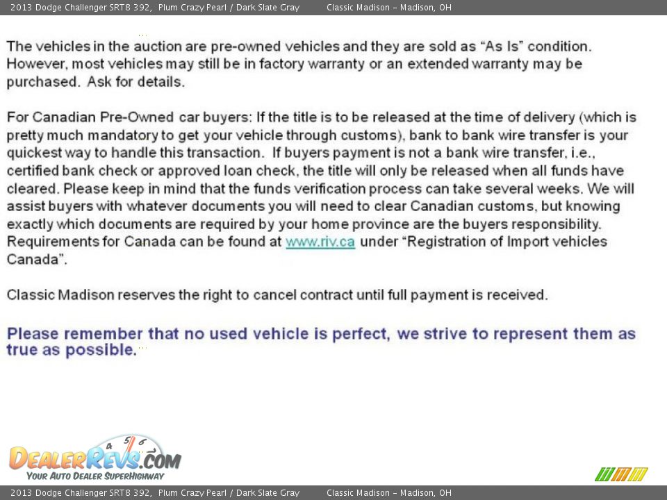 Dealer Info of 2013 Dodge Challenger SRT8 392 Photo #31