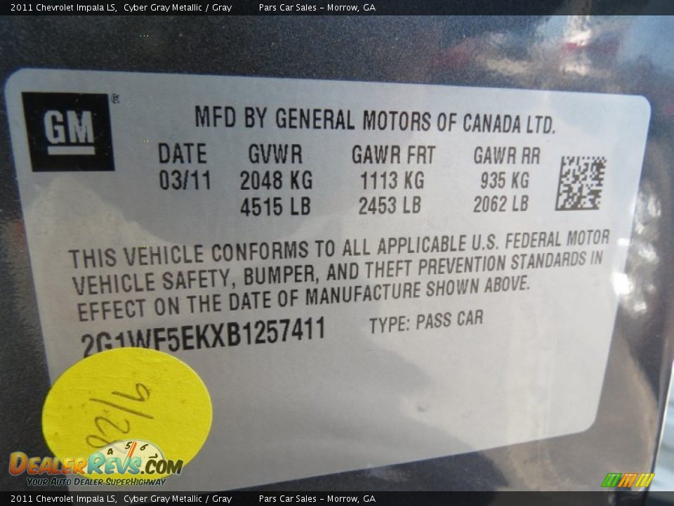 2011 Chevrolet Impala LS Cyber Gray Metallic / Gray Photo #14