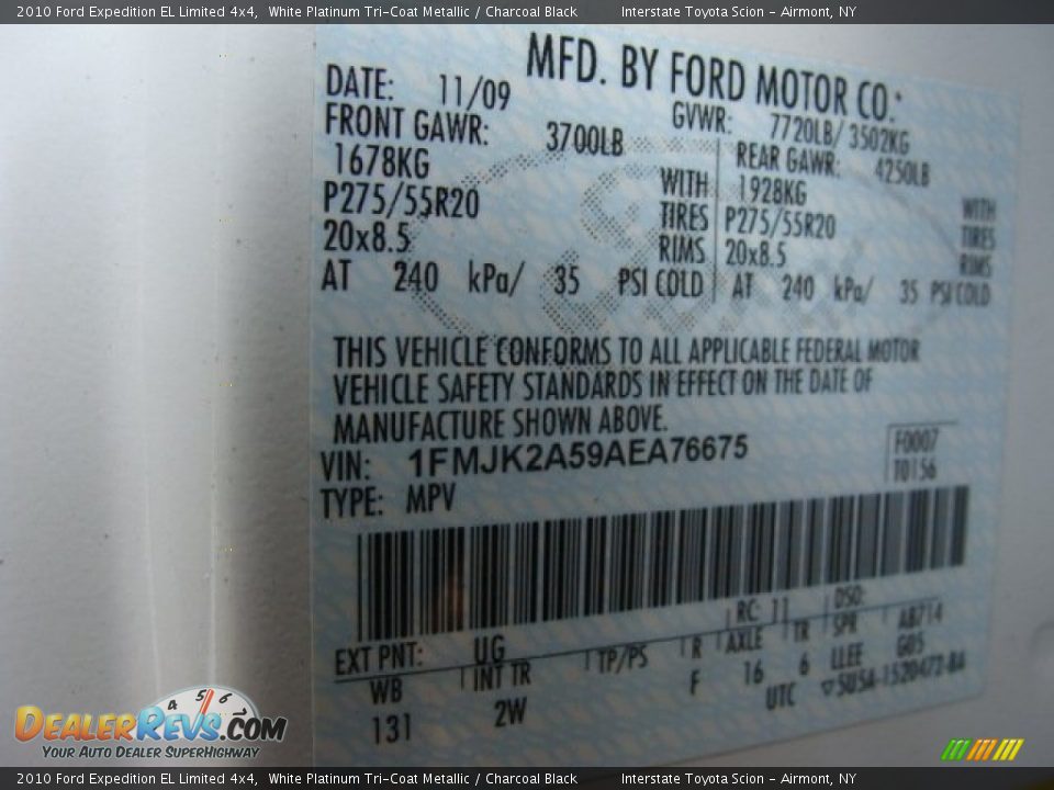 2010 Ford Expedition EL Limited 4x4 White Platinum Tri-Coat Metallic / Charcoal Black Photo #31
