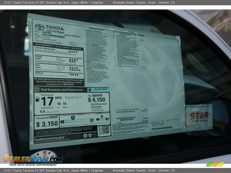 2013 Toyota Tacoma V6 SR5 Double Cab 4x4 Super White / Graphite Photo #9