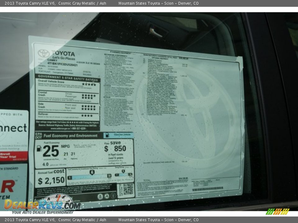 2013 Toyota Camry XLE V6 Cosmic Gray Metallic / Ash Photo #10