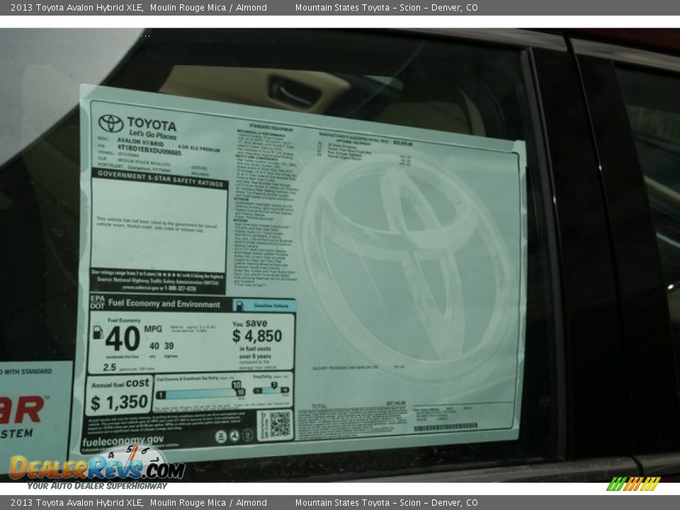 2013 Toyota Avalon Hybrid XLE Moulin Rouge Mica / Almond Photo #10