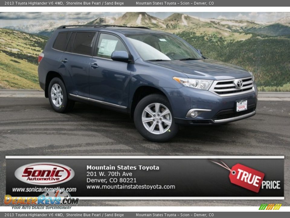 2013 Toyota Highlander V6 4WD Shoreline Blue Pearl / Sand Beige Photo #1