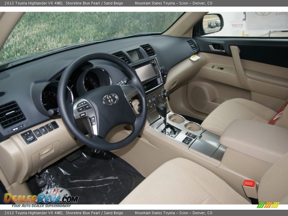 2013 Toyota Highlander V6 4WD Shoreline Blue Pearl / Sand Beige Photo #5