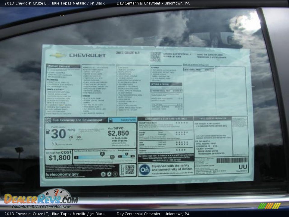 2013 Chevrolet Cruze LT Blue Topaz Metallic / Jet Black Photo #8