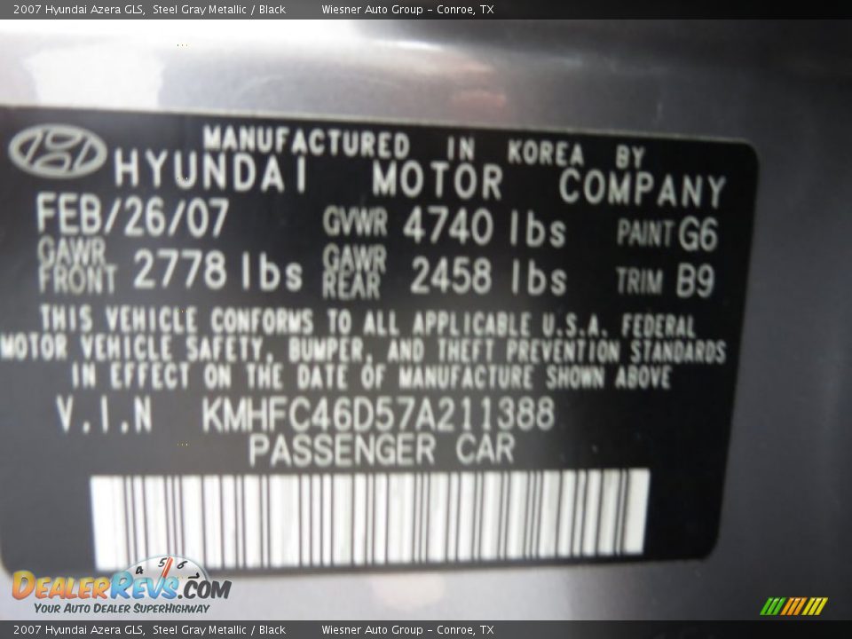 2007 Hyundai Azera GLS Steel Gray Metallic / Black Photo #6