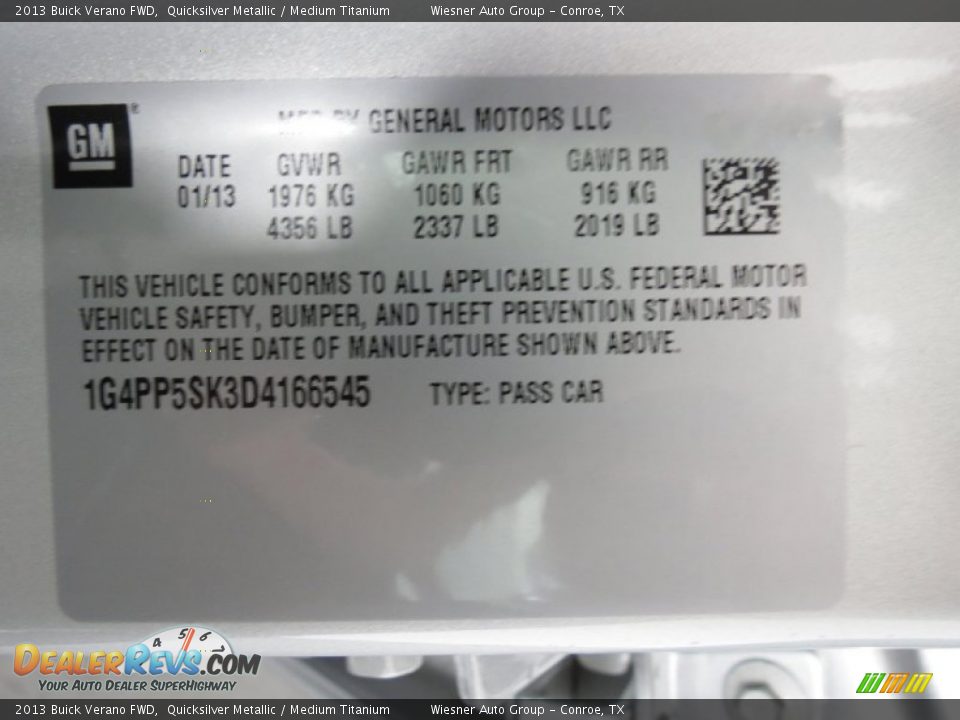 2013 Buick Verano FWD Quicksilver Metallic / Medium Titanium Photo #6