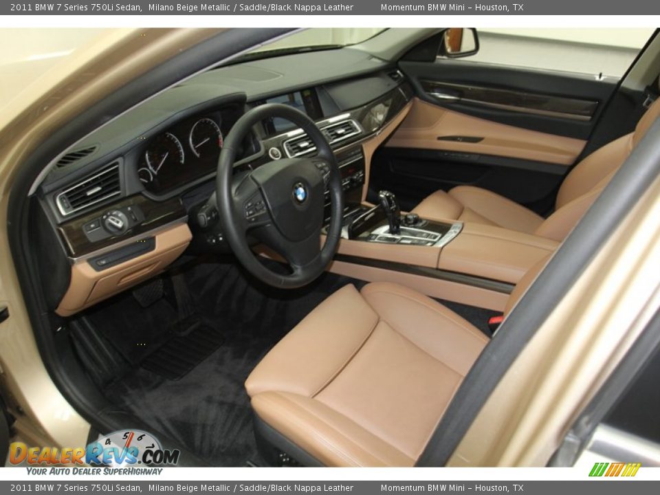 Saddle/Black Nappa Leather Interior - 2011 BMW 7 Series 750Li Sedan Photo #13