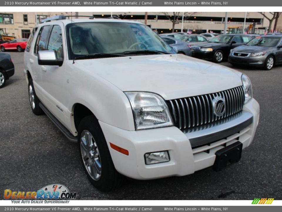 2010 Mercury Mountaineer V6 Premier AWD White Platinum Tri-Coat Metallic / Camel Photo #3