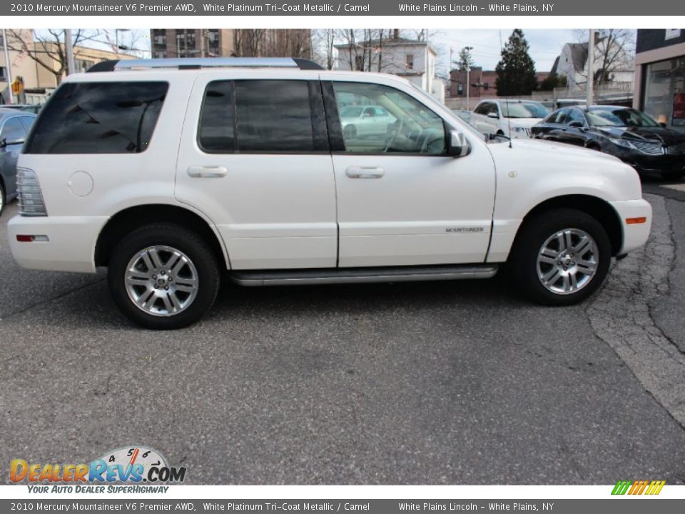2010 Mercury Mountaineer V6 Premier AWD White Platinum Tri-Coat Metallic / Camel Photo #4