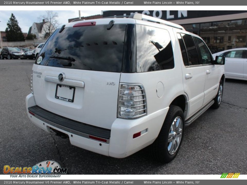 2010 Mercury Mountaineer V6 Premier AWD White Platinum Tri-Coat Metallic / Camel Photo #6