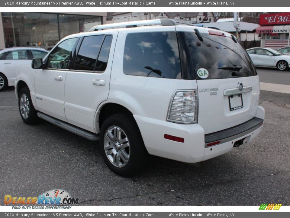 2010 Mercury Mountaineer V6 Premier AWD White Platinum Tri-Coat Metallic / Camel Photo #9