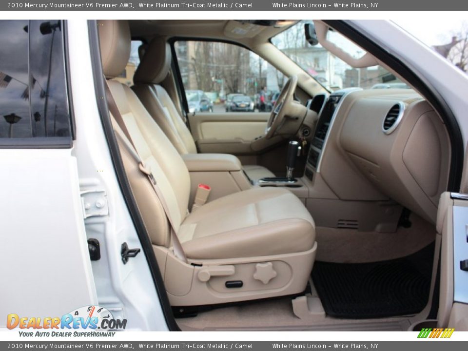 2010 Mercury Mountaineer V6 Premier AWD White Platinum Tri-Coat Metallic / Camel Photo #13