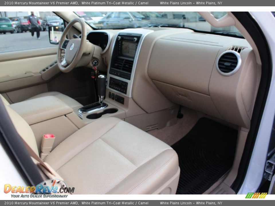 2010 Mercury Mountaineer V6 Premier AWD White Platinum Tri-Coat Metallic / Camel Photo #14