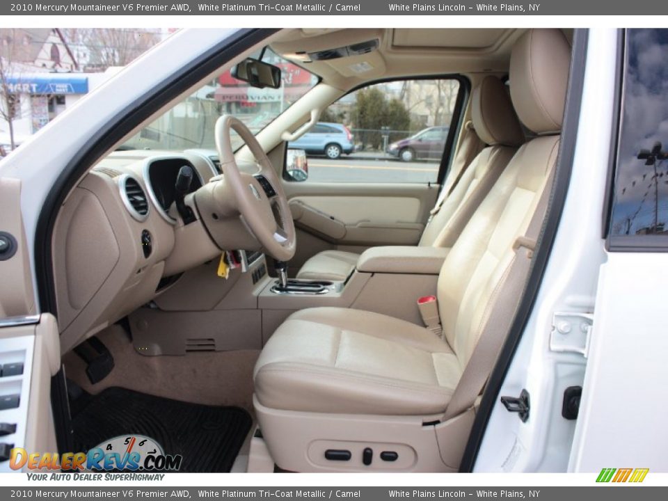 2010 Mercury Mountaineer V6 Premier AWD White Platinum Tri-Coat Metallic / Camel Photo #19