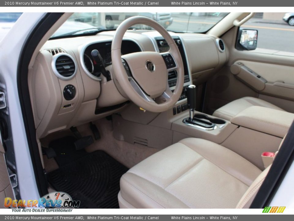2010 Mercury Mountaineer V6 Premier AWD White Platinum Tri-Coat Metallic / Camel Photo #20