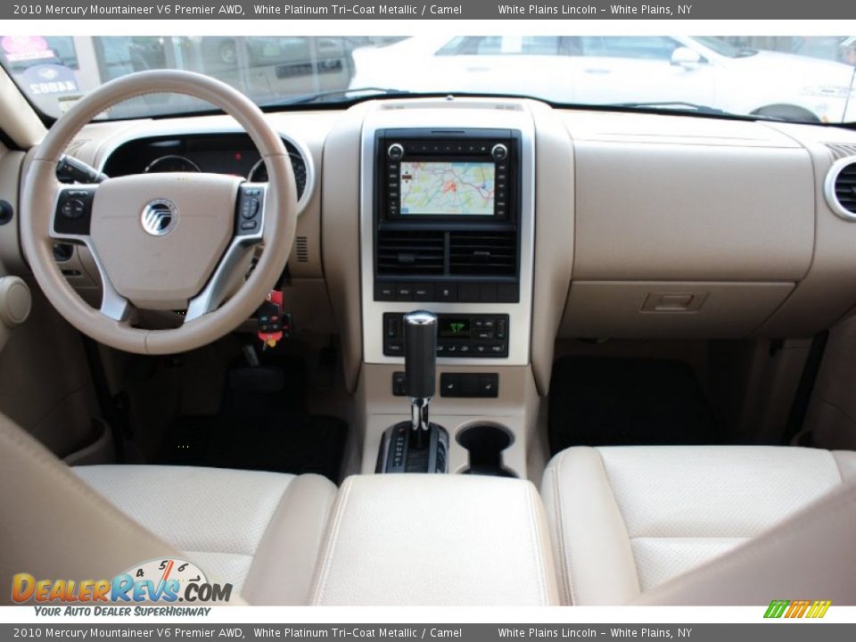 2010 Mercury Mountaineer V6 Premier AWD White Platinum Tri-Coat Metallic / Camel Photo #22