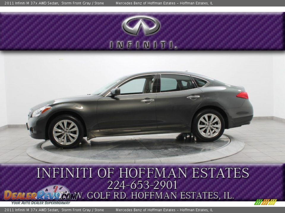 2011 Infiniti M 37x AWD Sedan Storm Front Gray / Stone Photo #2