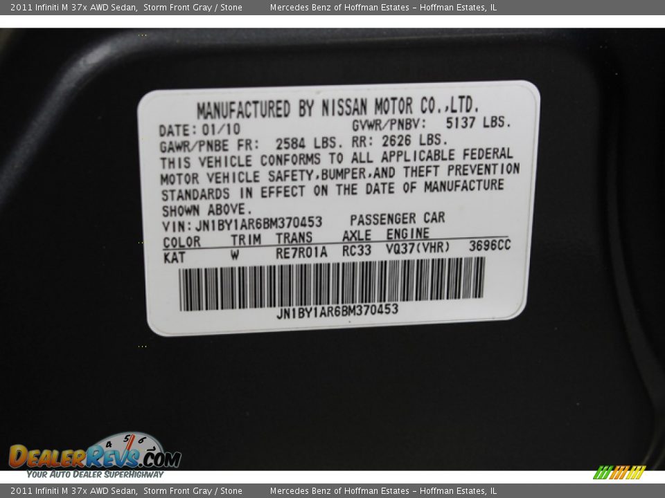 2011 Infiniti M 37x AWD Sedan Storm Front Gray / Stone Photo #33