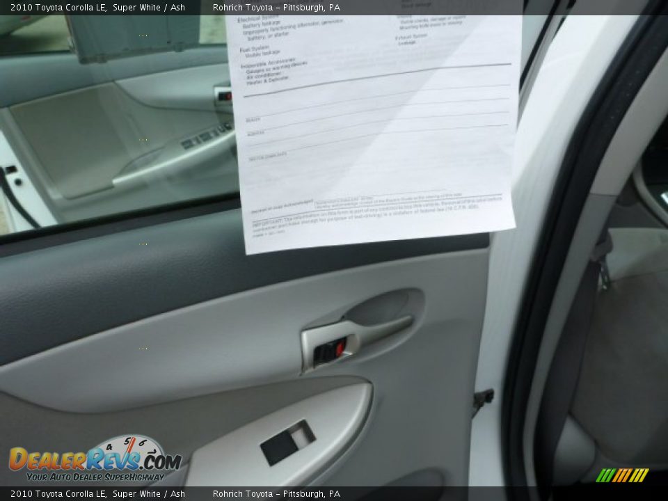 2010 Toyota Corolla LE Super White / Ash Photo #15