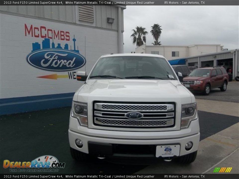 2013 Ford F150 Limited SuperCrew 4x4 White Platinum Metallic Tri-Coat / Limited Unique Red Leather Photo #1