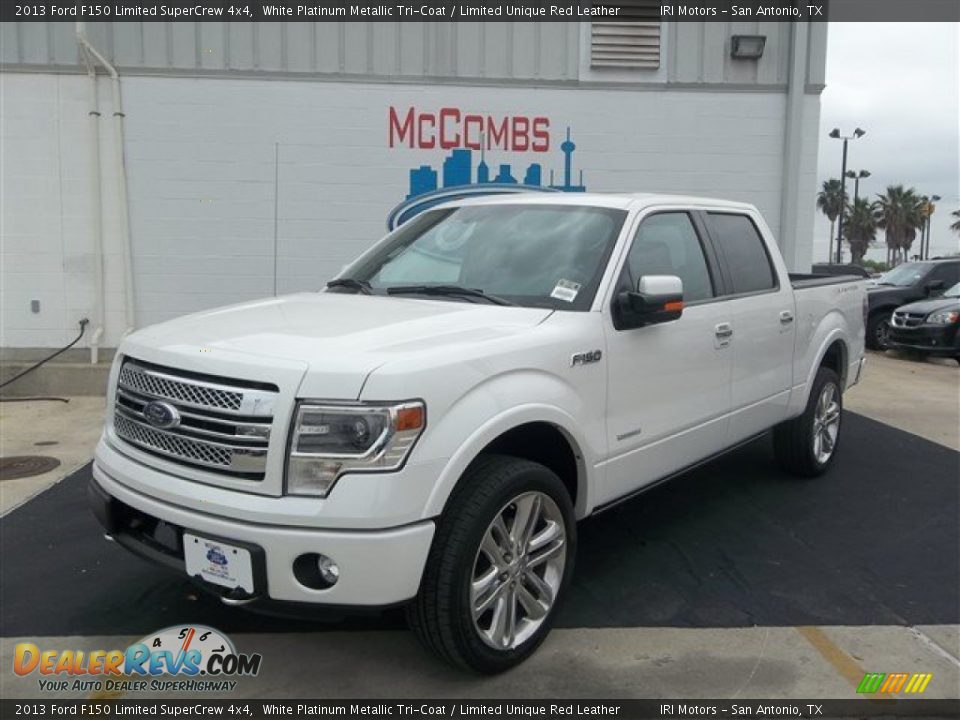 2013 Ford F150 Limited SuperCrew 4x4 White Platinum Metallic Tri-Coat / Limited Unique Red Leather Photo #2