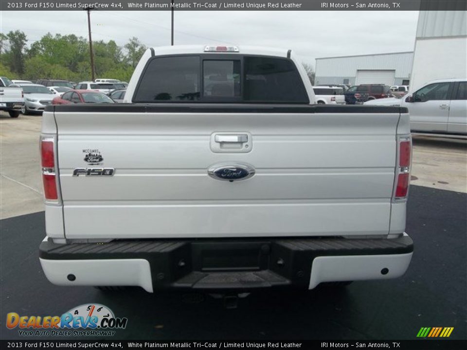 2013 Ford F150 Limited SuperCrew 4x4 White Platinum Metallic Tri-Coat / Limited Unique Red Leather Photo #4