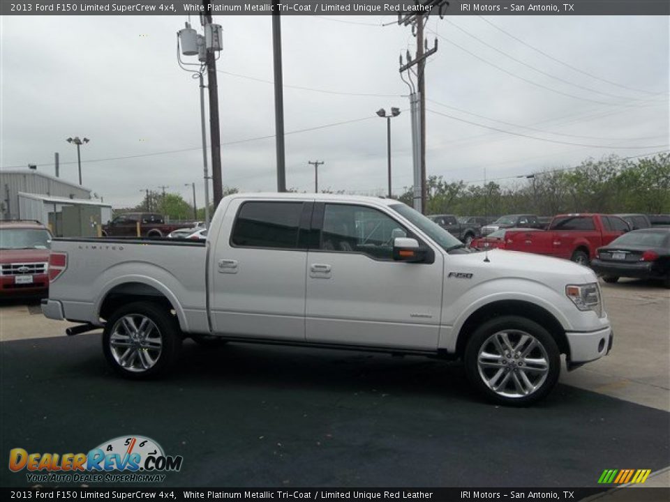 2013 Ford F150 Limited SuperCrew 4x4 White Platinum Metallic Tri-Coat / Limited Unique Red Leather Photo #13