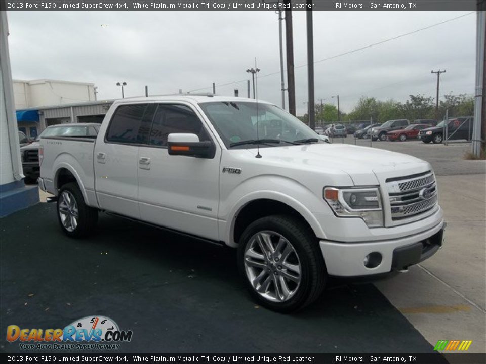 2013 Ford F150 Limited SuperCrew 4x4 White Platinum Metallic Tri-Coat / Limited Unique Red Leather Photo #14