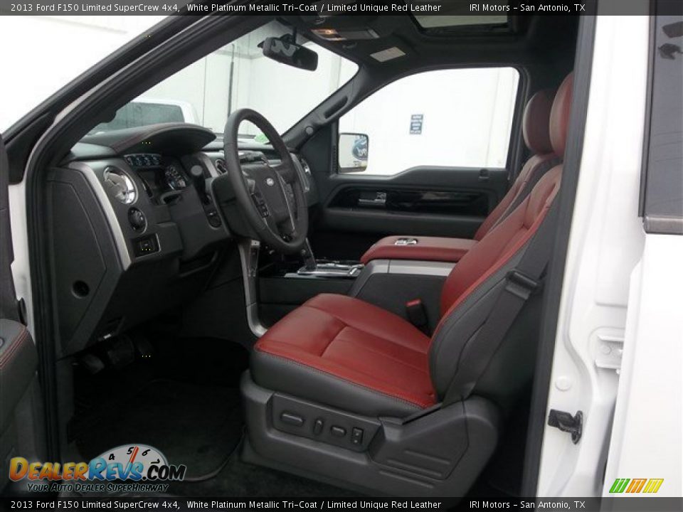 2013 Ford F150 Limited SuperCrew 4x4 White Platinum Metallic Tri-Coat / Limited Unique Red Leather Photo #24