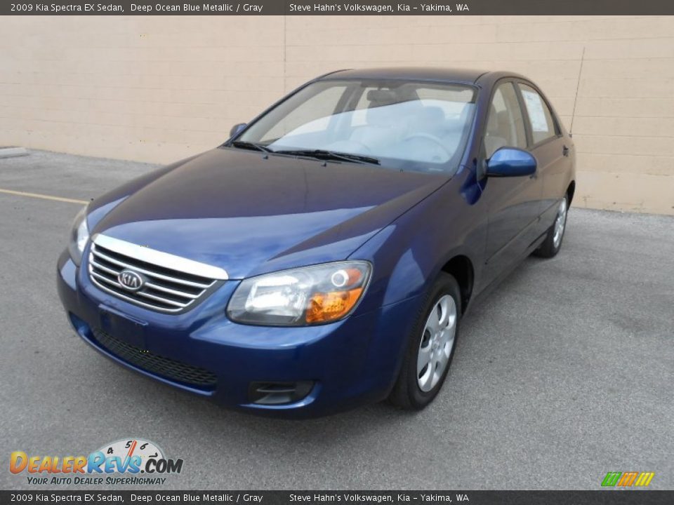 2009 Kia Spectra EX Sedan Deep Ocean Blue Metallic / Gray Photo #3