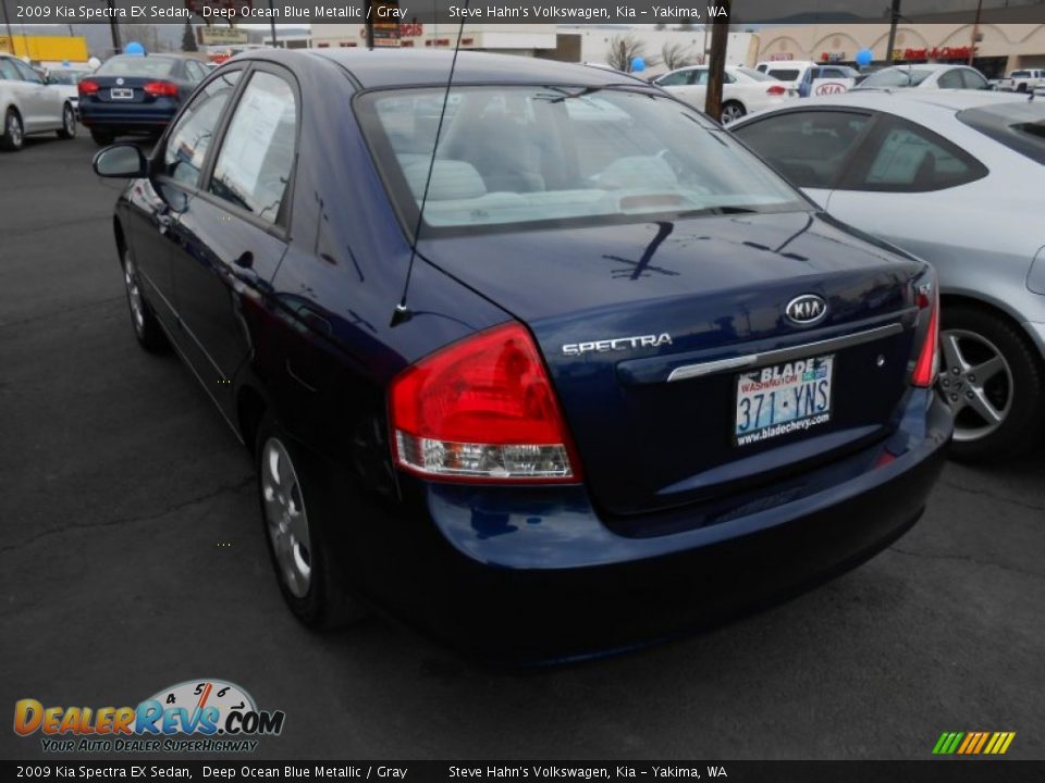2009 Kia Spectra EX Sedan Deep Ocean Blue Metallic / Gray Photo #9