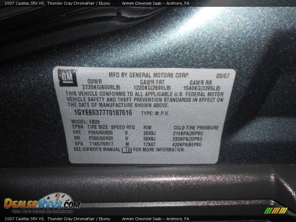 2007 Cadillac SRX V6 Thunder Gray ChromaFlair / Ebony Photo #25