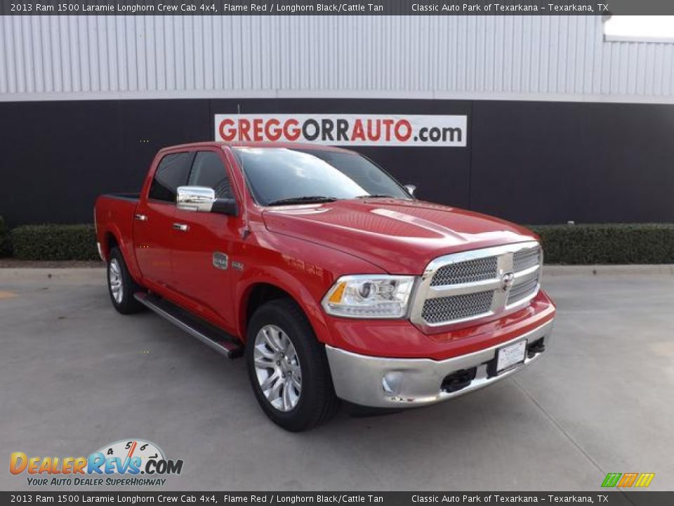 2013 Ram 1500 Laramie Longhorn Crew Cab 4x4 Flame Red / Longhorn Black/Cattle Tan Photo #1