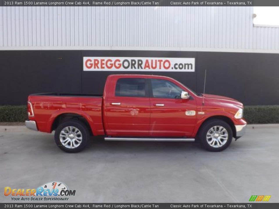 2013 Ram 1500 Laramie Longhorn Crew Cab 4x4 Flame Red / Longhorn Black/Cattle Tan Photo #3