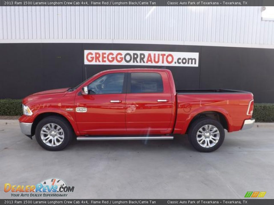 2013 Ram 1500 Laramie Longhorn Crew Cab 4x4 Flame Red / Longhorn Black/Cattle Tan Photo #4
