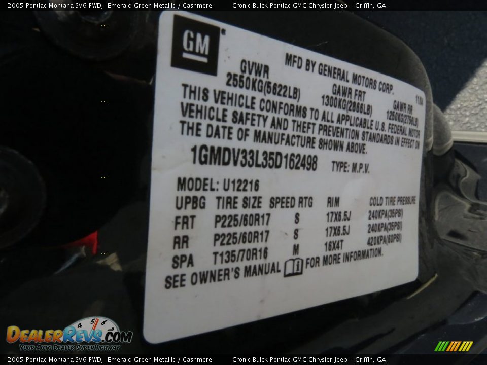 2005 Pontiac Montana SV6 FWD Emerald Green Metallic / Cashmere Photo #25